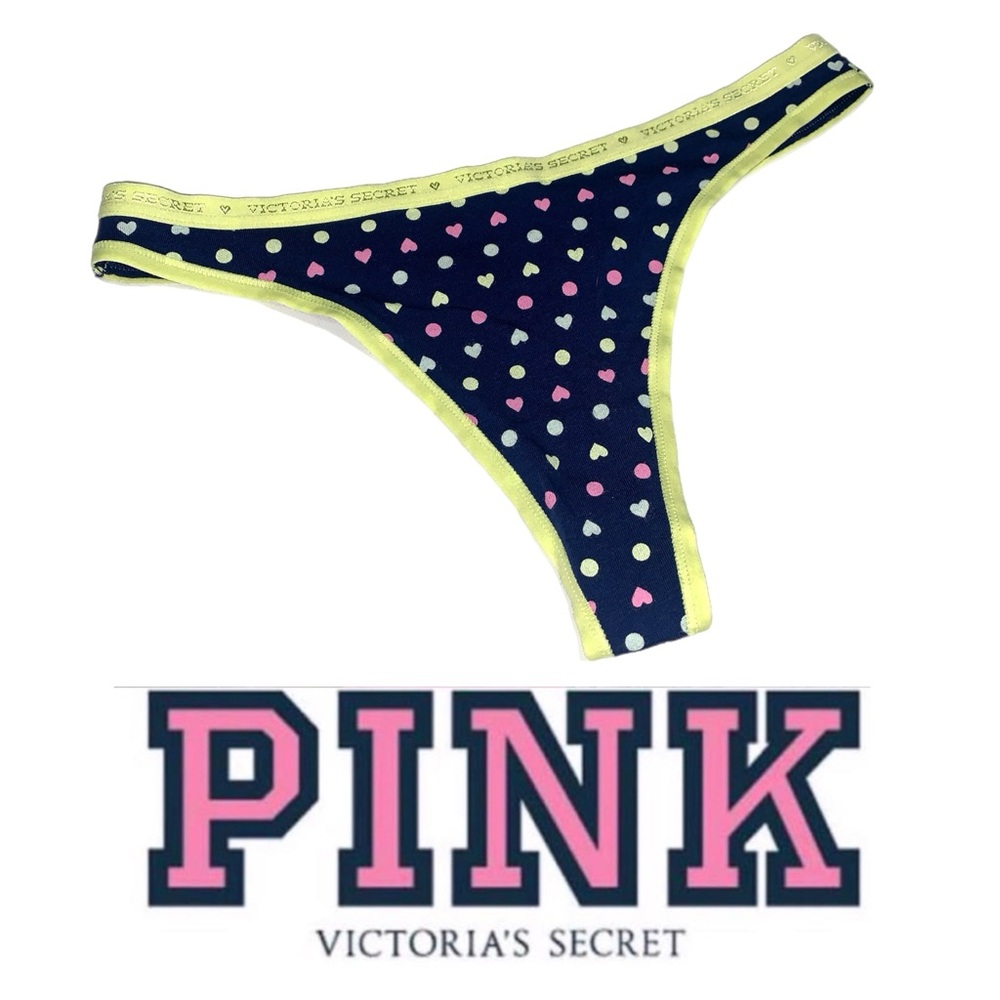 PINK Victoria's Secret Polka Dot Bottoms Panties Underwear - Navy/Yellow P115 XS